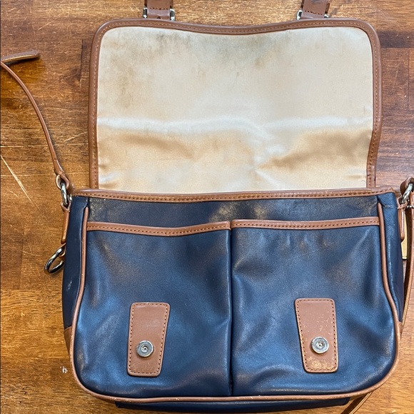 Coach Cream, Blue, and Brown Leather Crossbody Bag - Picture 12 of 16